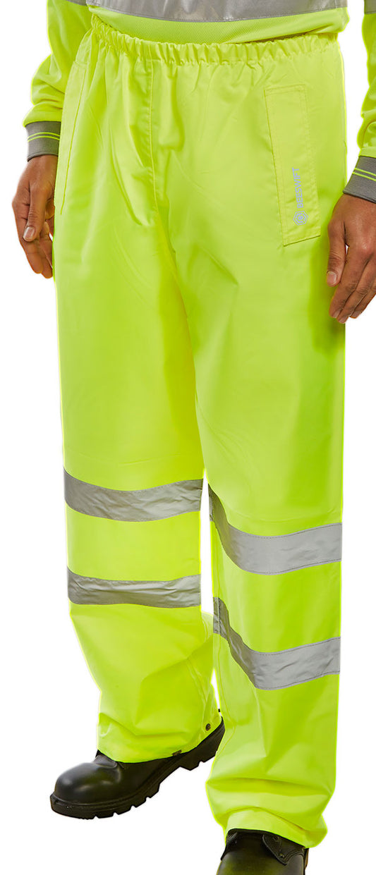 BEESWIFT HI-VIS WATERPROOF TRAFFIC TROUSERS SATURN YELLOW S