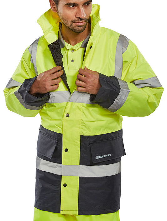 BEESWIFT HI-VIS TWO-TONE TRAFFIC JACKET SATURN YELLOW / NAVY XL