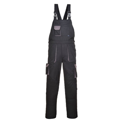 Portwest TX12BKRL -  sz L Portwest Texo Contrast Bib & Brace - Black - Regular