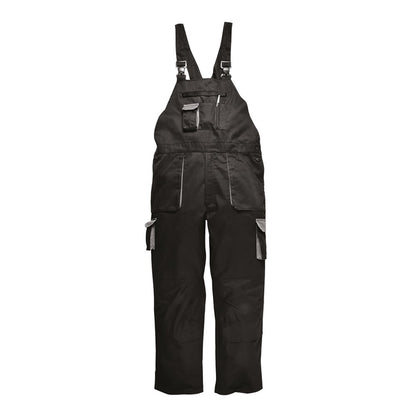 Portwest TX17BKRL -  sz L Portwest Texo Contrast Bib & Brace - Lined - Black