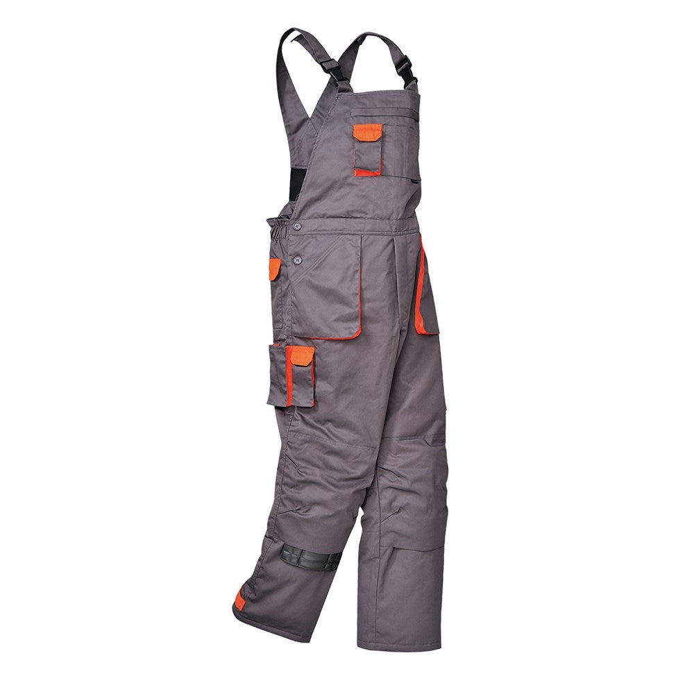 Portwest TX17GRRM -  sz M Portwest Texo Contrast Bib & Brace - Lined - Grey