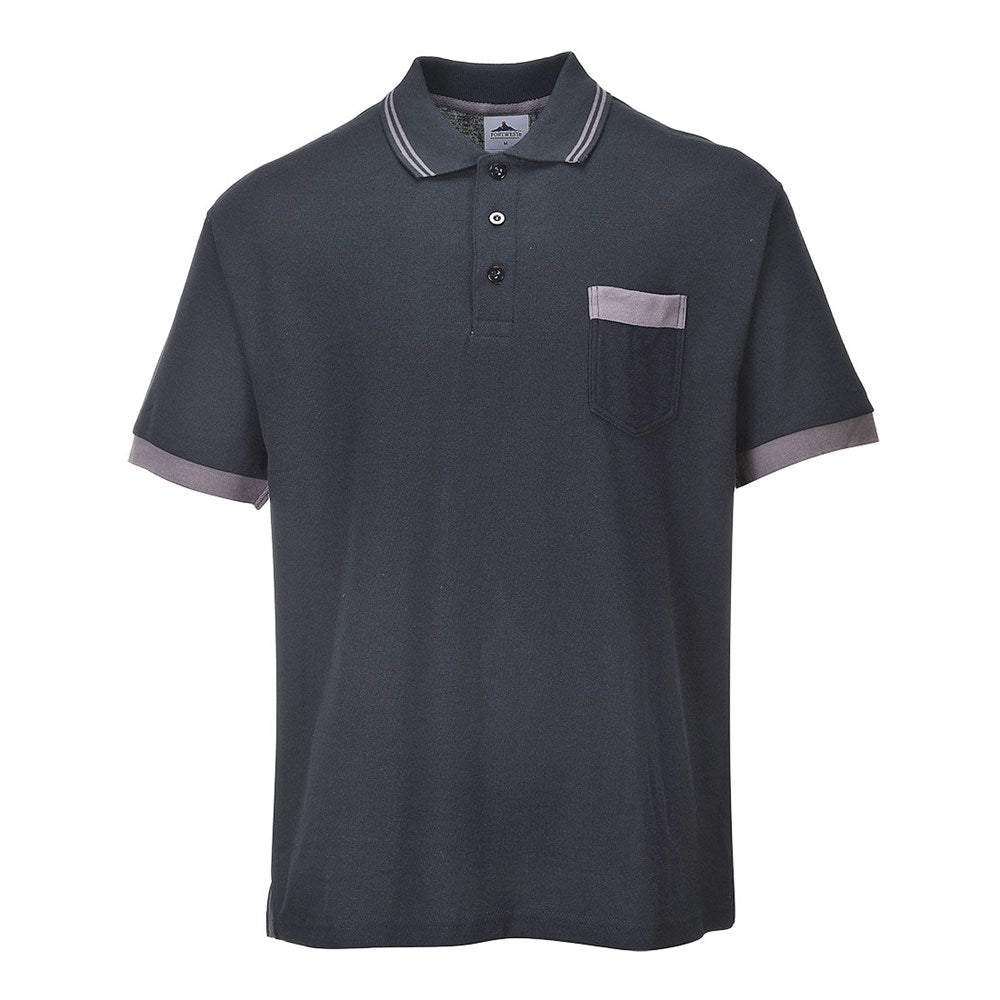 Portwest TX20BKRL -  sz L Portwest Texo Contrast Polo Shirt - Black