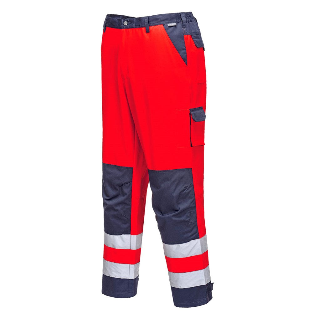 Portwest TX51RNRL -  sz L Lyon Hi-Vis Trousers - Red/Navy