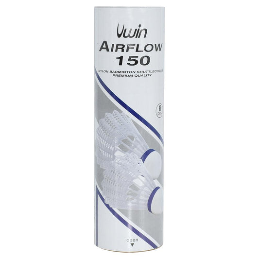 Uwin Airflow 150 Badminton Shuttlecocks (Tube of 6) White Medium