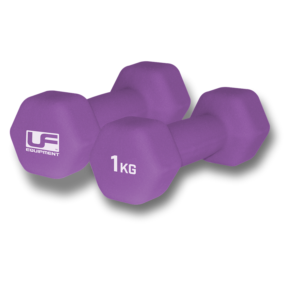 Urban Fitness Hex Dumbbells - Neoprene Covered (Pair)  2 x 1kg - Purple