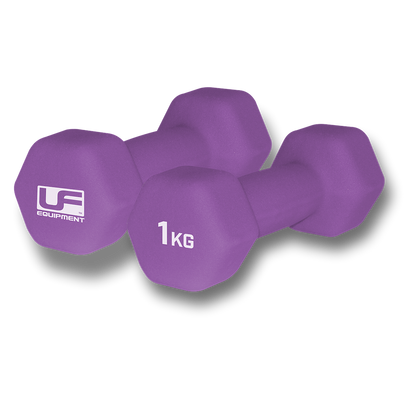 Urban Fitness Hex Dumbbells - Neoprene Covered (Pair)  2 x 1kg - Purple
