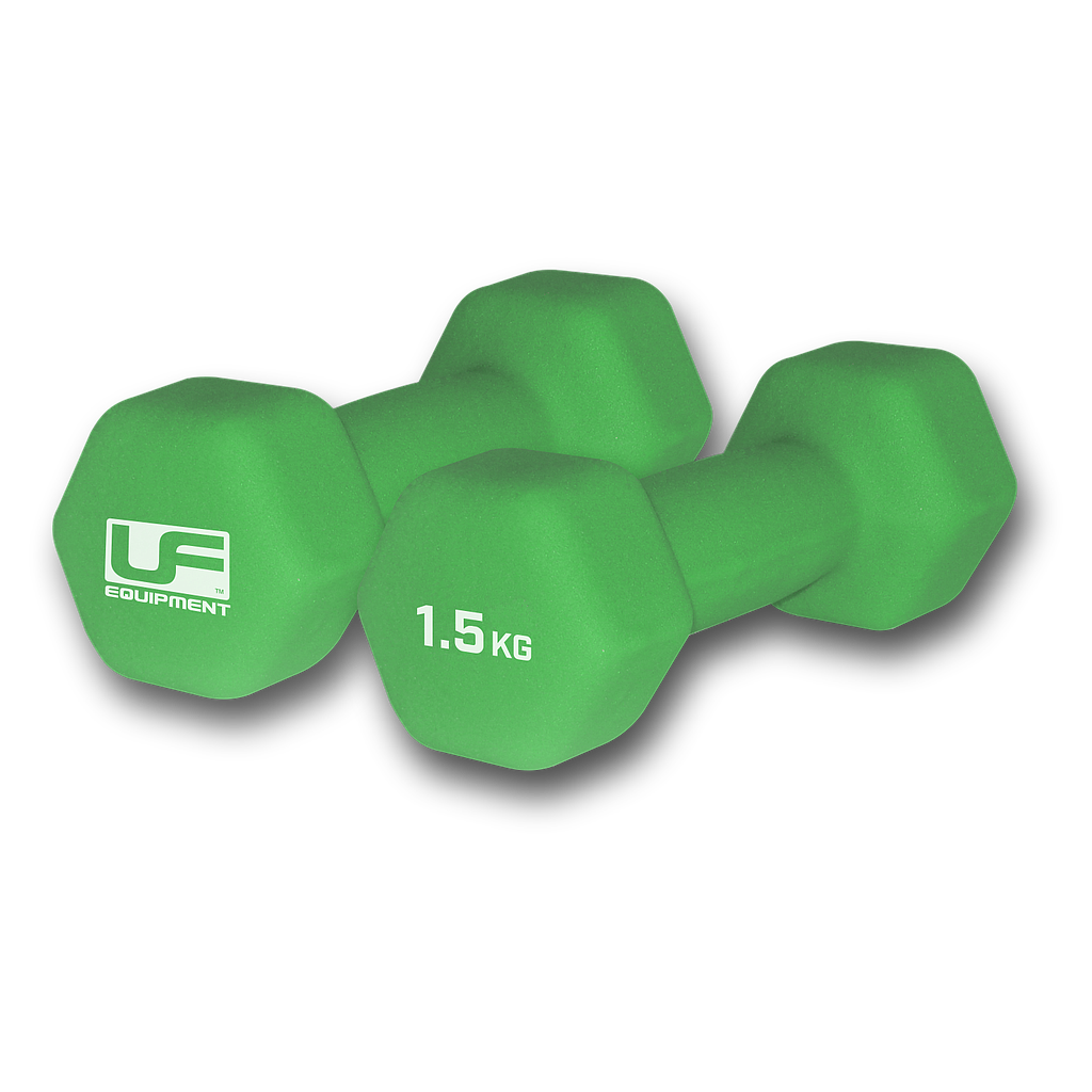 Urban Fitness Hex Dumbbells - Neoprene Covered (Pair)  2 x 1.5kg - Green