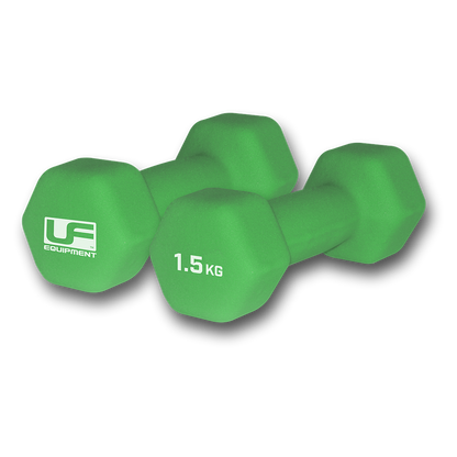 Urban Fitness Hex Dumbbells - Neoprene Covered (Pair)  2 x 1.5kg - Green