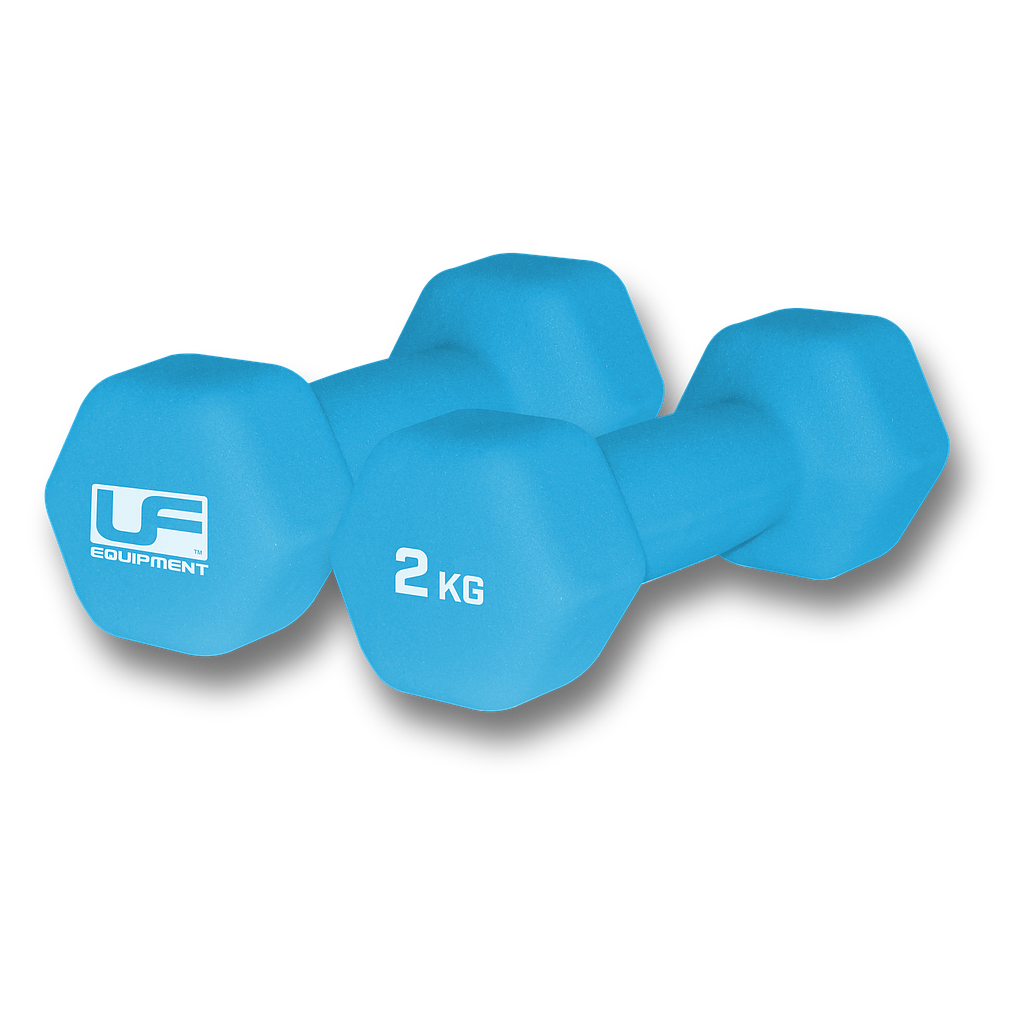 Urban Fitness Hex Dumbbells - Neoprene Covered (Pair)  2 x 2kg - Sky