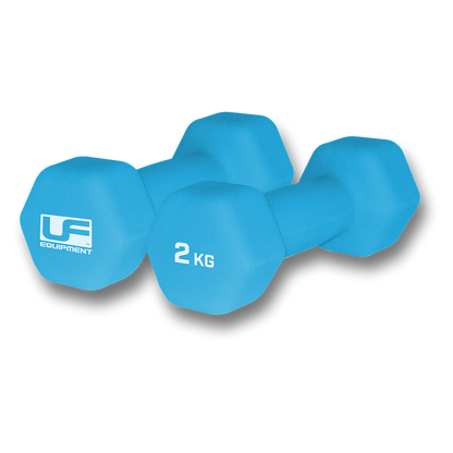 Urban Fitness Hex Dumbbells - Neoprene Covered (Pair)  2 x 2kg - Sky