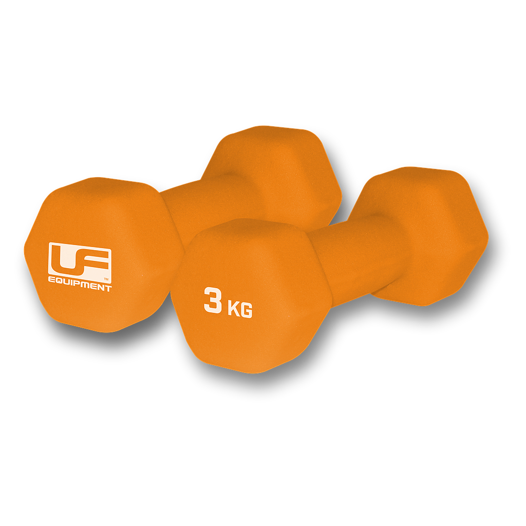 Urban Fitness Hex Dumbbells - Neoprene Covered (Pair)  2 x 3kg - Orange