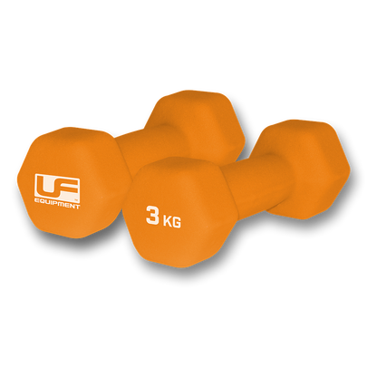 Urban Fitness Hex Dumbbells - Neoprene Covered (Pair)  2 x 3kg - Orange