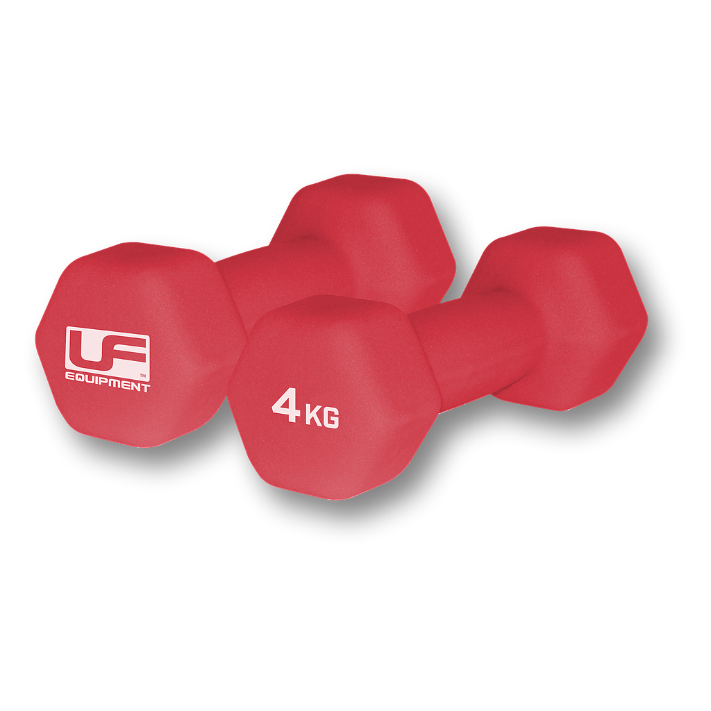 Urban Fitness Hex Dumbbells - Neoprene Covered (Pair)  2 x 4kg - Red