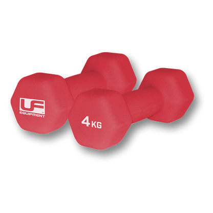 Urban Fitness Hex Dumbbells - Neoprene Covered (Pair)  2 x 4kg - Red