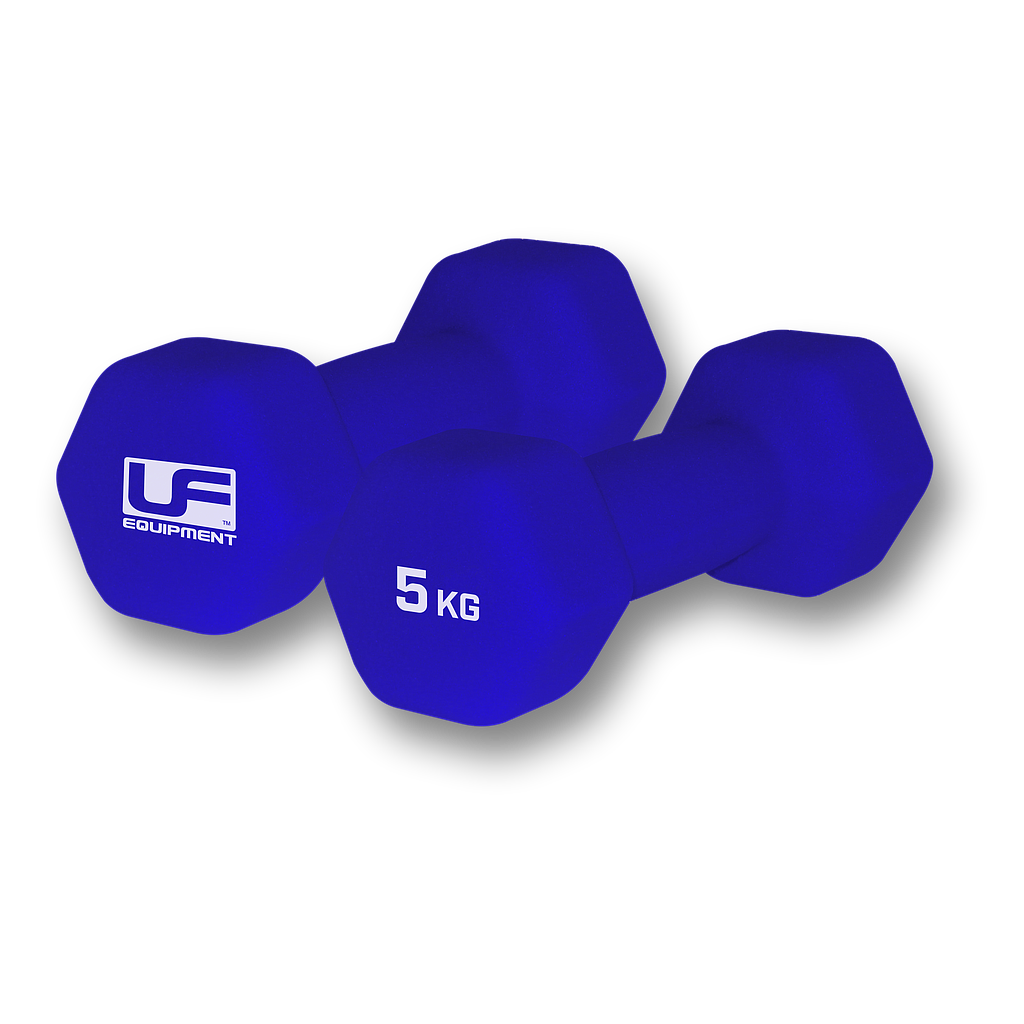 Urban Fitness Hex Dumbbells - Neoprene Covered (Pair)  2 x 5kg - Blue