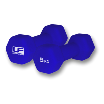 Urban Fitness Hex Dumbbells - Neoprene Covered (Pair)  2 x 5kg - Blue