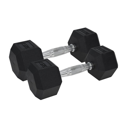 Urban Fitness PRO Hex Dumbbell - Rubber Coated (Pair) Black 2 x 7.5kg