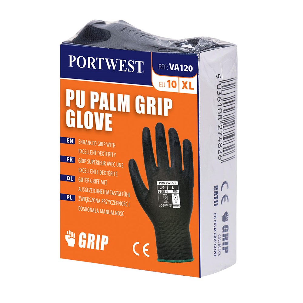 Portwest VA120K8RXS -  sz XS Vending PU Palm Glove - Black