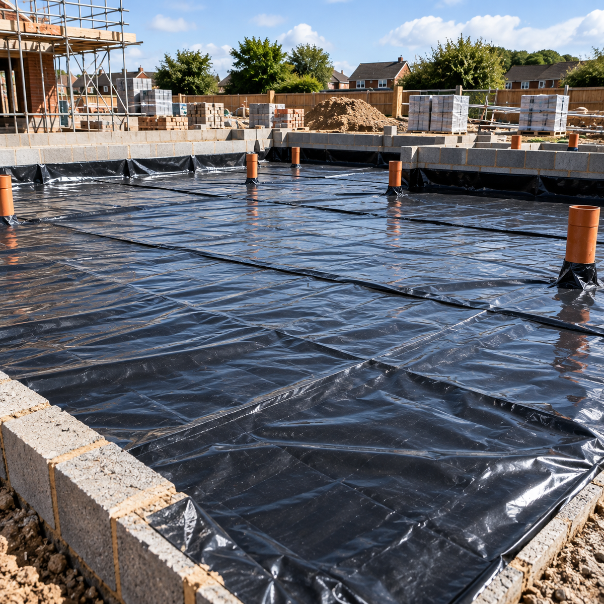 Damp Proof Membrane Black Polythene Sheeting Roll DPM Visqueen 4m Wide 300MU