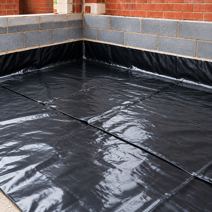 Damp Proof Membrane Black Polythene Sheeting Roll DPM Visqueen 4m Wide 300MU