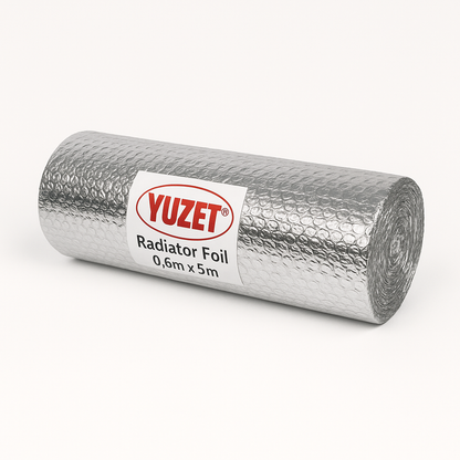 Yuzet Radiator Reflective Insulation Foil Roll – 60cm x 5m Energy-Saving Heat Reflector Behind Radiators