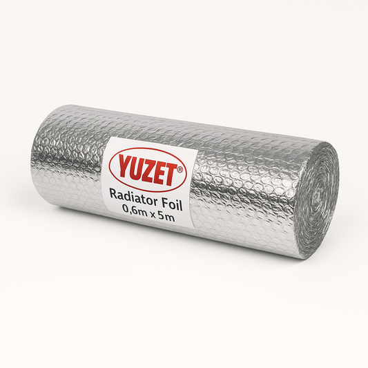 Yuzet Radiator Reflective Insulation Foil Roll – 60cm x 5m Energy-Saving Heat Reflector Behind Radiators