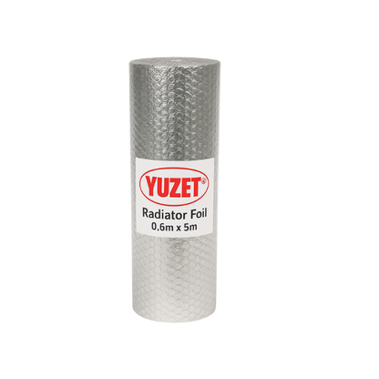 Yuzet Radiator Reflective Insulation Foil Roll – 60cm x 5m Energy-Saving Heat Reflector Behind Radiators