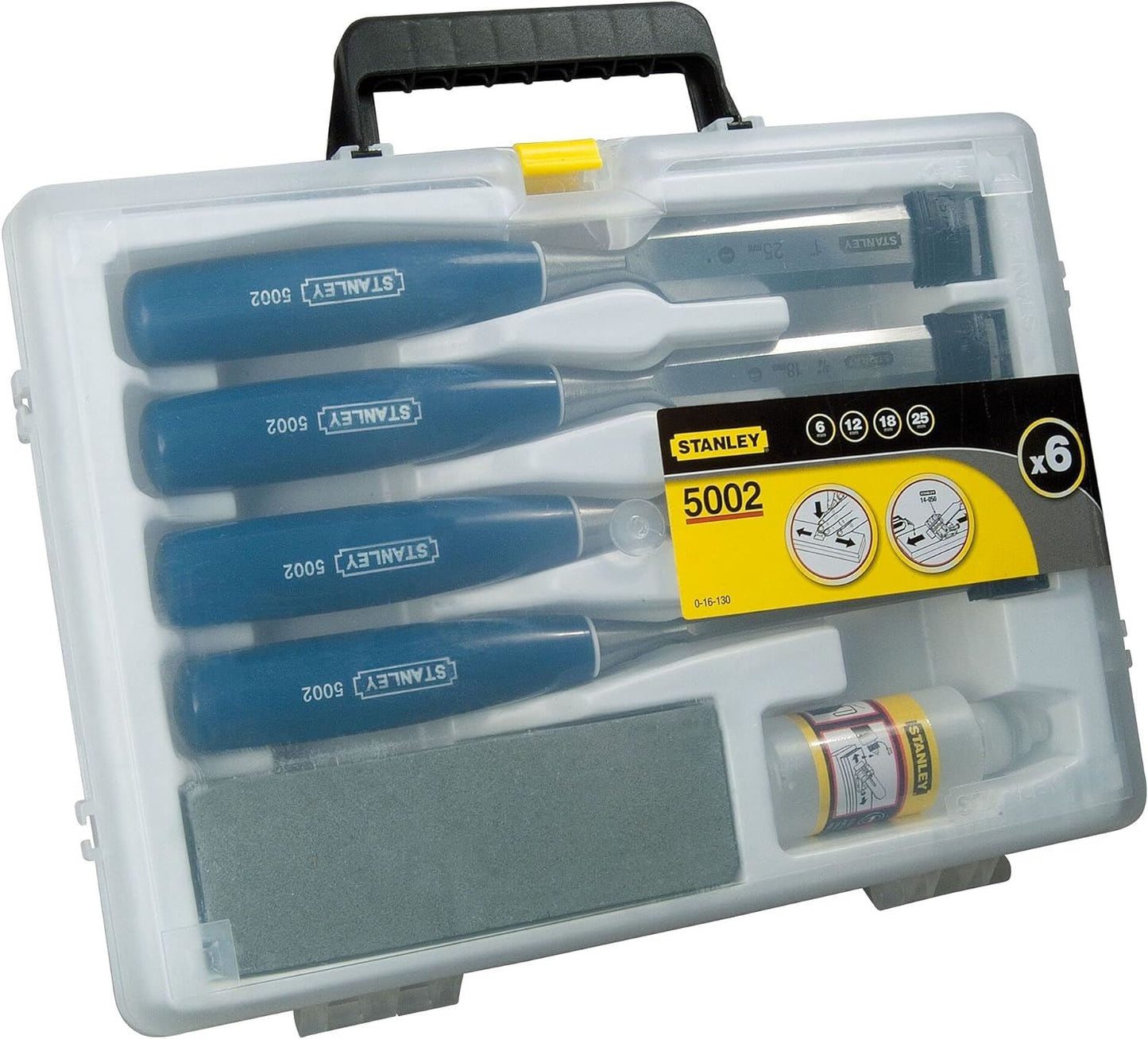 Stanley 5002 Bevel Edge Chisel Set 6pc with Oilstone Woodworking