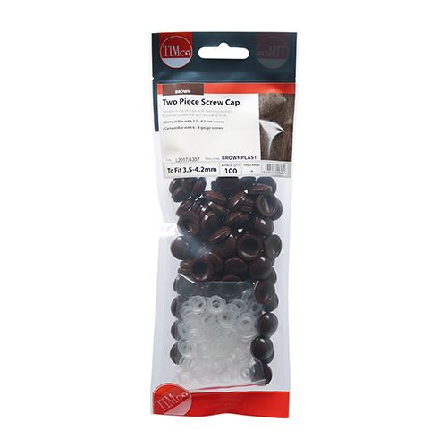 TIMCO Two Piece Screw Cap - Brown To fit 3.5 to 4.2 Screw Brown Pack 100