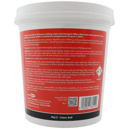 Bond It Fire Cement Buff 2kg Ready Mixed Heat Resistant Cement for Fireplaces Stoves Boilers Flues Fire Backs and High Temperature Repairs