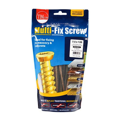 TIMCO Multi-Fix Concrete Screw - ZYP 7.5 x 120 Gold Pack 45