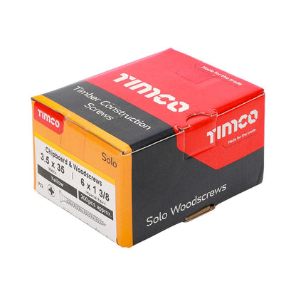 TIMCO Solo Woodscrew PZ2 CSK ZYP 3.5 x 35 Gold Pack 200