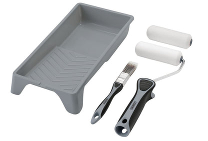 Draper 4" ROLLER BRUSH SET - GLOSS High-Density Foam Paint Roller and Brush Set with Soft Grip (5 Piece)