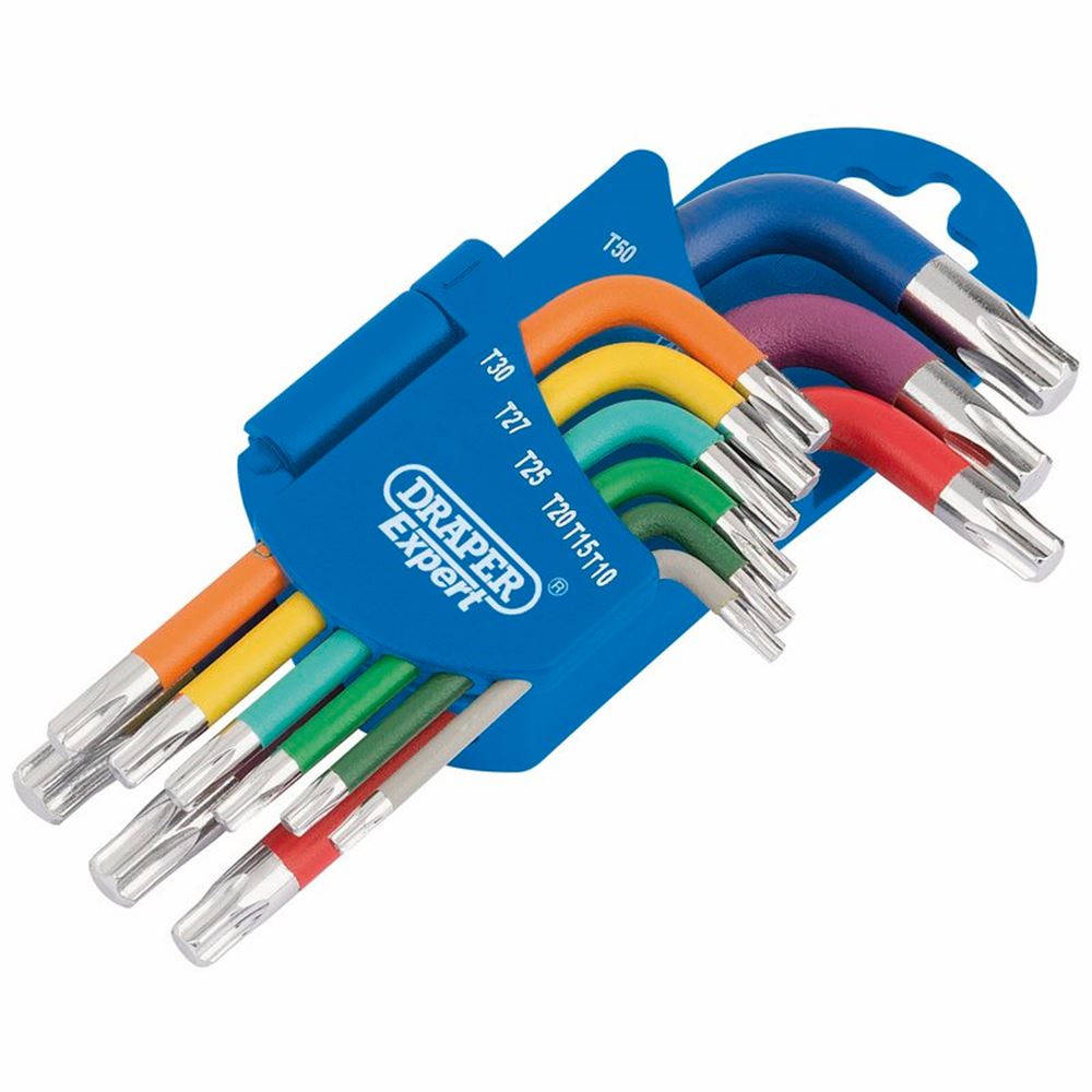 Draper S COLOUR TX STAR KEY SET 9PC 66135 Metric Coloured Short Arm Draper TX-STARÂ® Key Set (9 Piece)