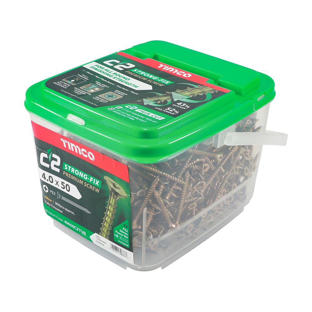 TIMCO C2 Strong-Fix PZ2 CSK ZYP 4.0 x 50 Gold Pack 800
