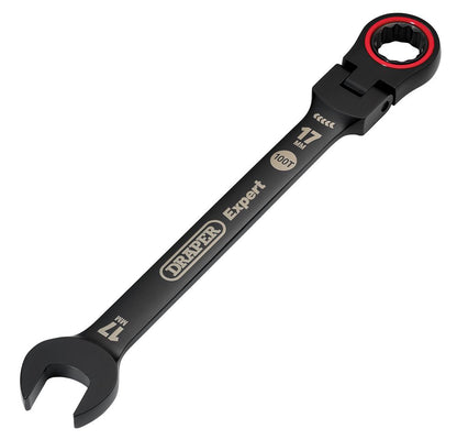 Draper 17MM FLEX HEAD RATCHET SPANNER 03924 HI-TORQÂ® Metric Flexible Head Ratchet Combination Spanners, Black