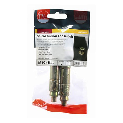 TIMCO Shield Anchor Loose Bolt - ZYP M10:25L (M10 x 85) Gold Pack 2