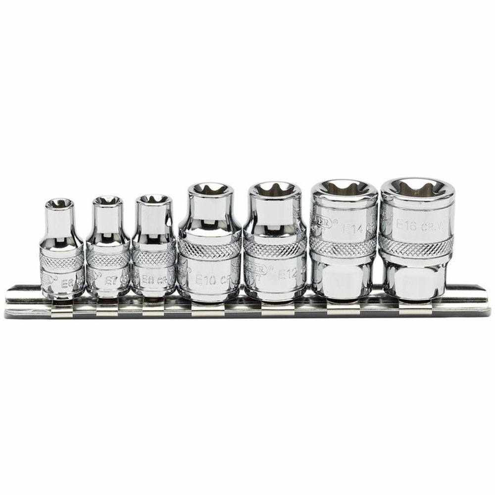 Draper TX STAR SOCKET SET 1/4-3/8DR 34412 1/4" and 3/8" Sq. Dr. Draper TX-STARÂ® Socket Set (7 Piece)