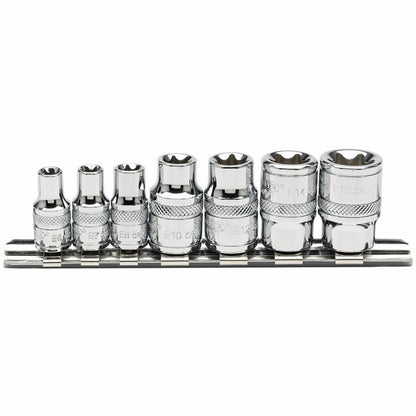Draper TX STAR SOCKET SET 1/4-3/8DR 34412 1/4" and 3/8" Sq. Dr. Draper TX-STARÂ® Socket Set (7 Piece)