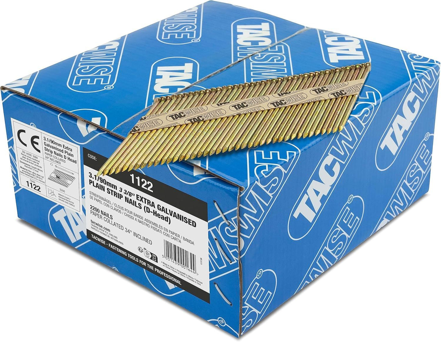 Tacwise 1122 90 mm Framing Nails Plain Shank D Head 34° Pack of 2200 for Nail Staple Guns Trade Fixing