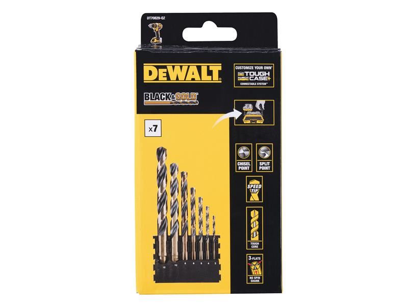 DeWalt DT20620 BLACK&GOLD HSS Drill Set, 7 Piece