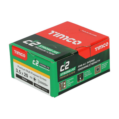 TIMCO C2 Strong-Fix PZ2 CSK ZYP 3.5 x 20 Gold Pack 200