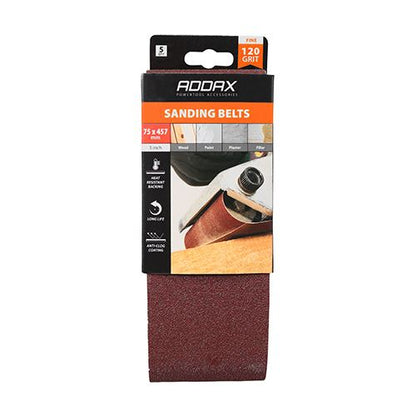 TIMCO Sanding Belts P120 75 x 457mm Red Pack 5