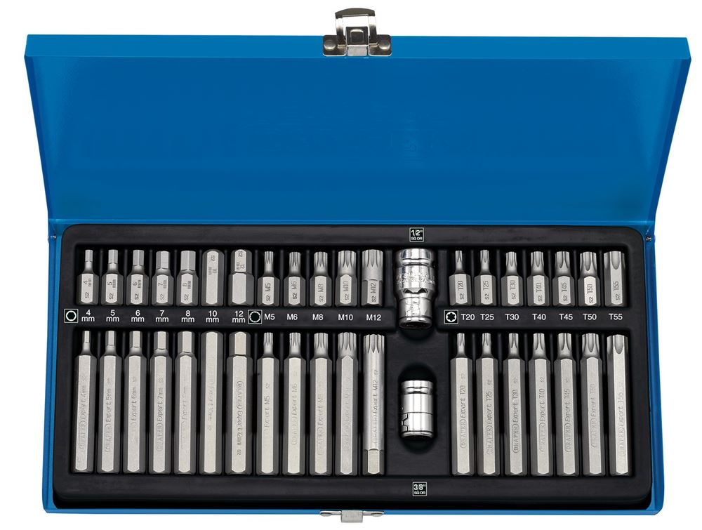 Draper TX-STAR/HEX/XZN BIT SET 40PC 33322 33322 TX-STARÂ® Hex. & Spline Mechanic's Bit Set, 3/8, 1/2" Sq. Dr. (40 Piece)