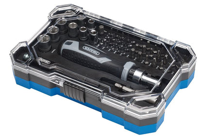 Draper SET 10 - 55PC SET Soft Grip Ratchet Screwdriver and Bit Set (55 Piece)