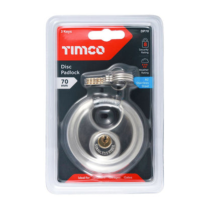 TIMCO Disc Padlock 70mm Pack 1