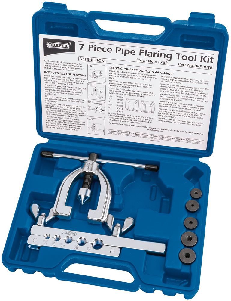 Draper 7PC PIPE FLARING TOOL KIT 51762 Brake Pipe Flaring Kit (7 Piece)