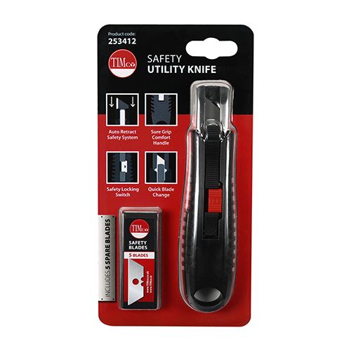 TIMCO Safety Utility Knife 60 x 19 x 0.6 Pack 1