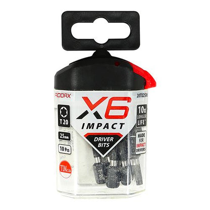 TIMCO X6 Impact TX Drive Driver Bit TX20 x 25 Pack 10