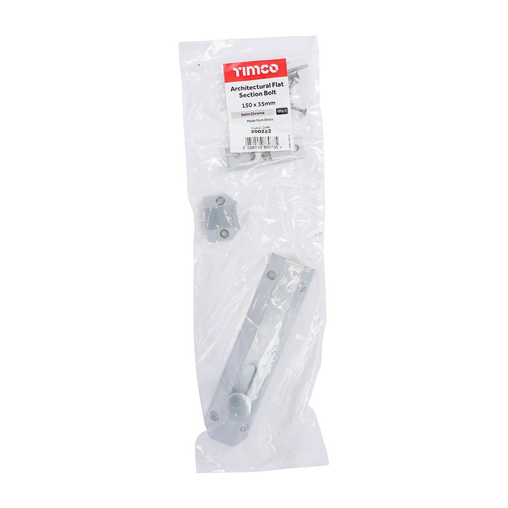 TIMCO Architectural Bolt Sat. Chrome 150 x 35mm Pack 1